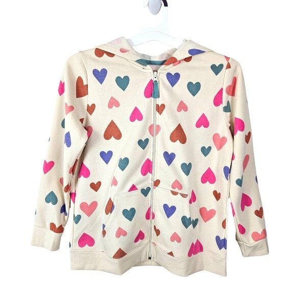 Cat & Jack Girls Heart Print Hoodie Jacket Size XL Plus (14)  Zip-Up Warm Soft - Picture 2 of 10